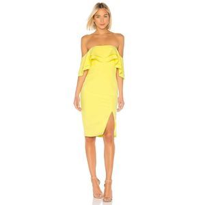 Bardot Band Layer Ruffle Overlay Dress
